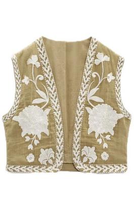 Embroidered Crop Vest