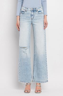 TUMMY CONTROL SUPER HIGH RISE WIDE LEG JEANS