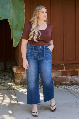 PLUS SIZE HIGH RISE CROP UTILITY POCKET STRAIGHT