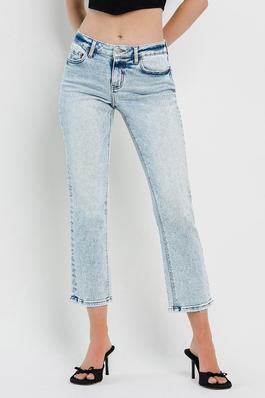 PLUS SIZE MID RISE CROP REGULAR STRAIGHT JEANS