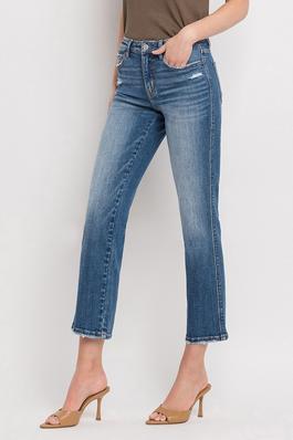PLUS SIZE HIGH RISE CROP STRAIGHT JEANS