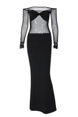 Solid color long sleeved elegant sequin dress dress