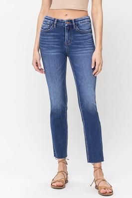 PLUS SIZE HIGH RISE CROP SLIM STRAIGHT JEANS