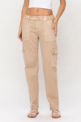 HIGH RISE CARGO STRAIGHT JEANS