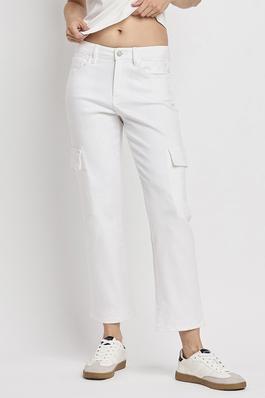 HIGH RISE CROP CARGO STRAIGHT JEANS