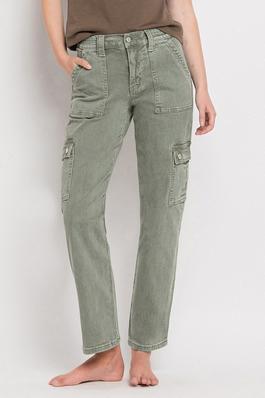PLUS SIZE HIGH RISE CARGO STRAIGHT JEANS