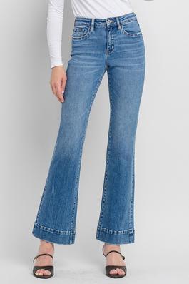 HIGH RISE TROUSER HEM RELAXED FLARE JEANS