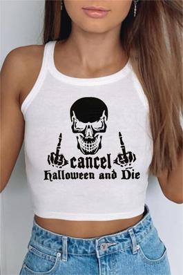 Skull letters print Slim camisole small tank top