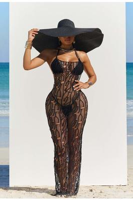 Cutout three-piece beach maxi dress set