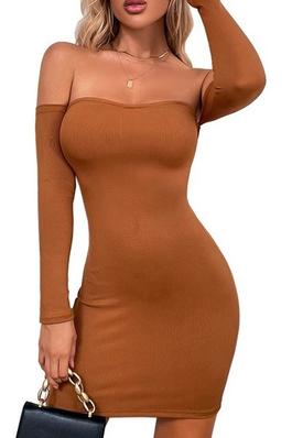 Long Sleeve Back Tie Hollow Out Dress