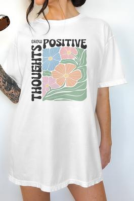Boho Floral, Thoughts Grow Positive Graphic Tee