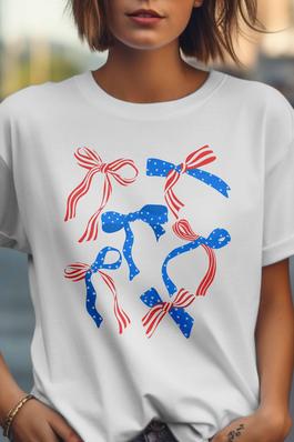 Stars and Stripes Ribbon and Bow Graphic Tees