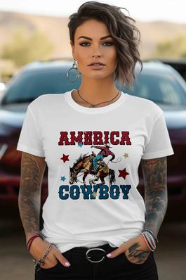 America Cowboy Graphic  Tees
