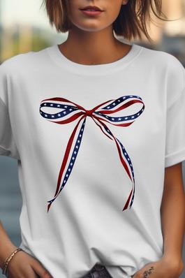Coquette Bow, America Flag Graphic Tee