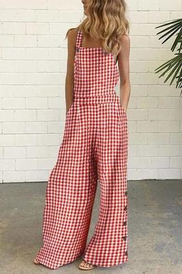 Checkered Buttoned Jumpsuit