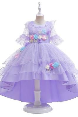 Stereoscopic Flower Mesh Tailored Children's Dresses