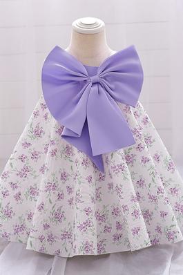 Printed Bow Puffy Kids Dresses