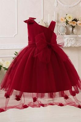 Infant and toddler slant shoulder three-dimensional flowers mesh dress dress