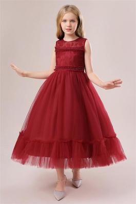 Children's Sleeveless Lace Beaded Poncho Dresses
