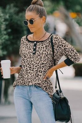 Women's Long Sleeve T Shirt Casual Leopard Tops