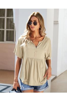 Womens V Neck Casual Blouse T Shirts Tops