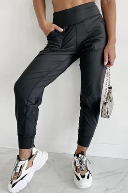 Women Exposed Seam High Waist Pocketed Joggers