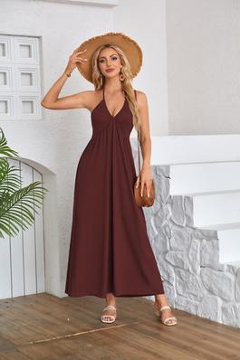 Women's Summer Sexy Backless Dress Halter V Neck
