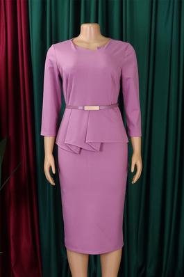 Solid Color Bodycon Office Dress