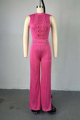 Sleeveless Lace Jumpsuit High Waist Pants Set