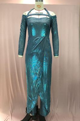 Sequined Slant Lapel Midi One-piece Dress