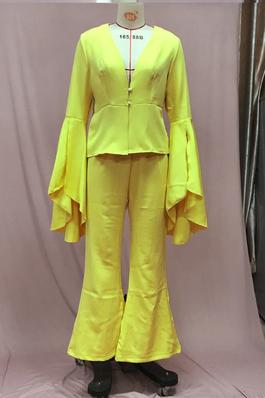 Blazer Top High Waisted Big Swing Flared Pants Two Piece Set