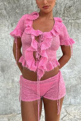 Asymmetrical One-Shoulder Floral Strap Camisole and Denim Skirt Set