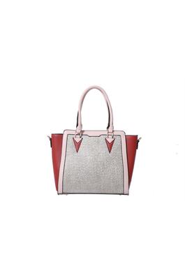 Ladies Faux Leather and Fabric Fashion  Tote Bag