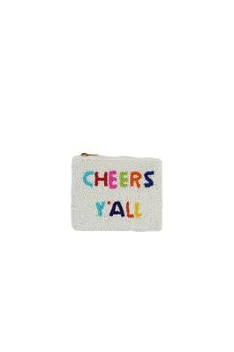 Ladies Fully Beaded White CHEERS  Coin Purse