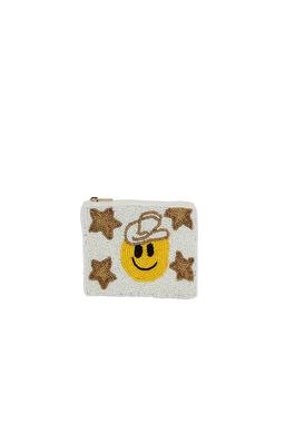Ladies Fully Beaded HAPPY FACE  Coin Purse