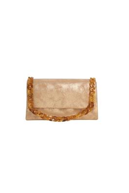 Ladies Clutch Handbag w/ Lucite Chain Link Handle