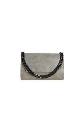 Ladies Faux Leather Clutch Handbag w/Chain Link 