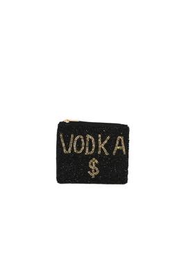 Ladies Fully Beaded Black VODKA Theme Coin Purse