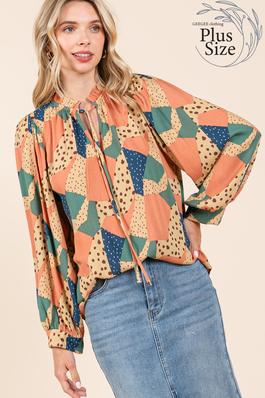 Plus Abstract Print Blouse