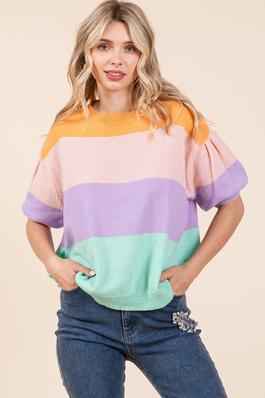 Color Block Knit Sweater Top