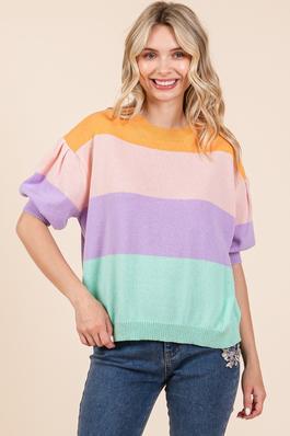 Plus Color Block Knit Sweater Top