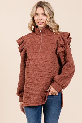Quilted Half-Zip Pullover Top