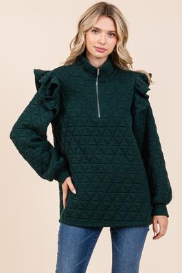 Plus Quilted Half-Zip Pullover Top