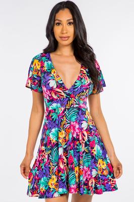 D12940 Floral Flair Wrapped Dress