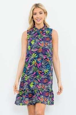 Sleeveless Abstract Print Dress