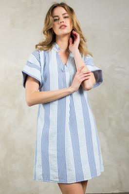 Short Sleeve Striped Midi Dress