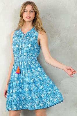 Smocked Waist Print Dress