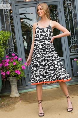 Tiered Abstract Print Dress