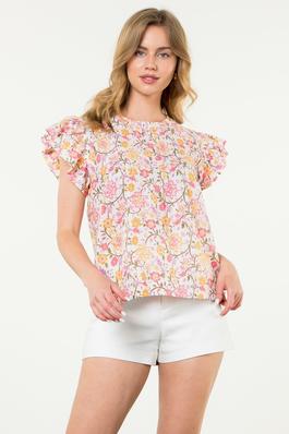Ruffle Sleeve Floral Top