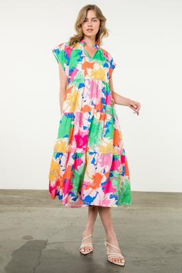 Tiered Multi Color Print Dress